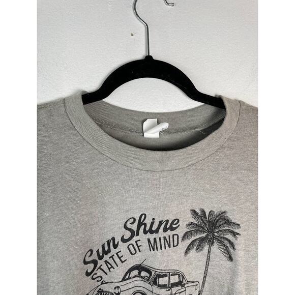 Cropped Top Beige Womens Medium Graphic Tee Sunshine State of Mind T Shirt Gray - Picture 2 of 12